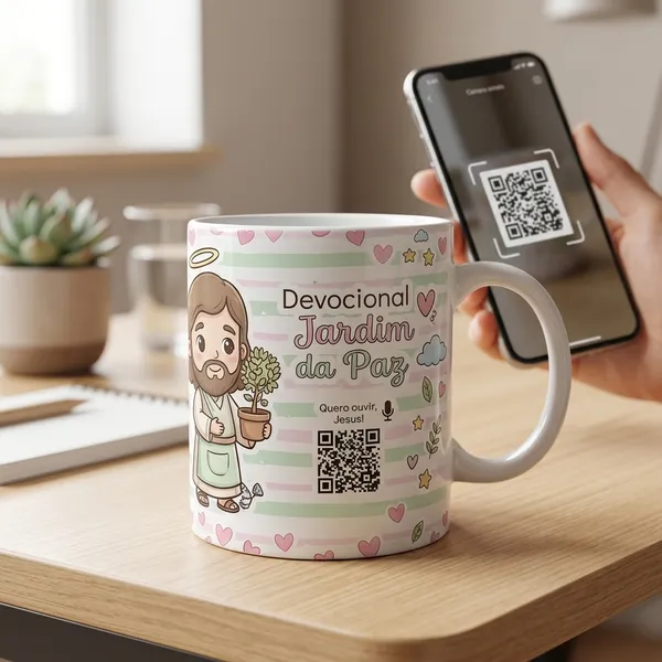 Detalhe do QRCode e Devocional Interativo no Celular